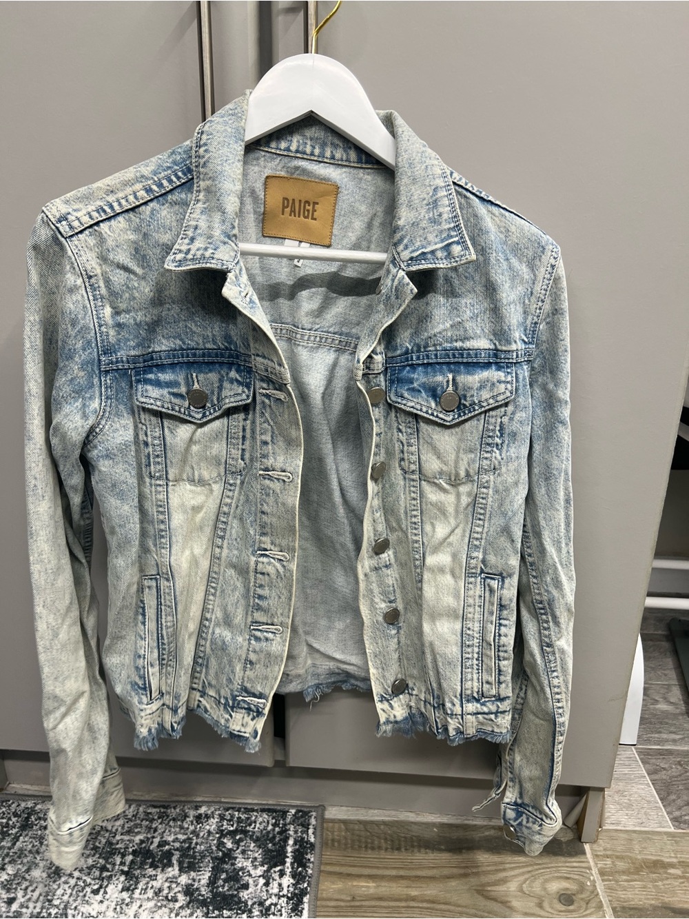 PAIGE Light Wash Distressed Denim Jacket - Women's